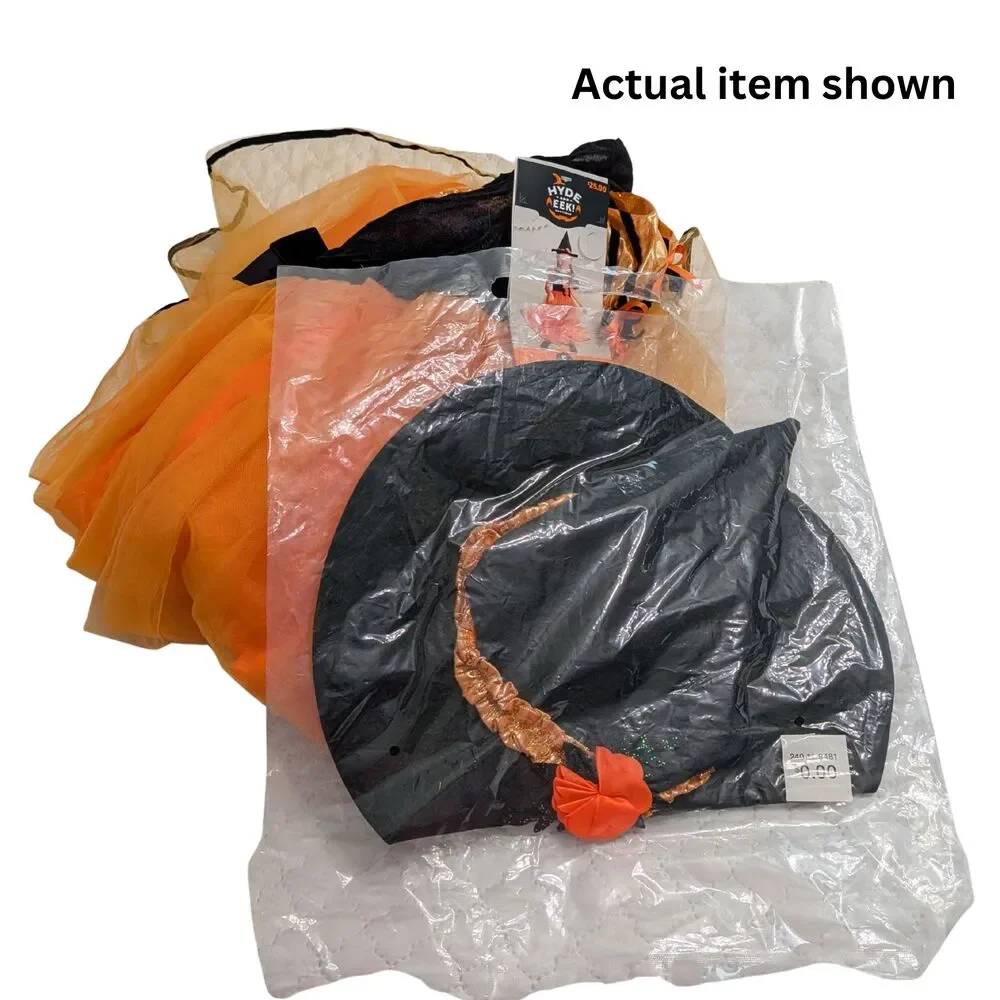 🎃 Hyde & EEK! Boutique Girls Orange & Black Fancy Witch Costume Size S (4-7)